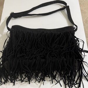 Fringe Black Shoulder Bag